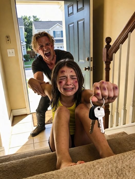 My Wife Had Just Left for the Grocery Store When My 7-Year-Old Daughter Whispered, “Dad… We Need to Leave. Right Now.” I laughed at first. “Why?” She pointed toward the upstairs hallway, her hands shaking. “We don’t have time. We have to get out of this house now.” Ten minutes later I was driving to the police station with her in the back seat… and that’s when everything began to fall apart.
